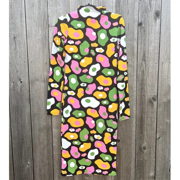 Nooworks | NWOT Olive Egg Psychedelic Print Mock Neck Midi Dress Size XS - Picture 4 of 6